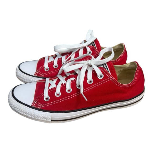 Converse All Star Chuck Taylor Canvas Shoes Low Top Sneakers Red Men 8 Women 10 - Picture 1 of 8
